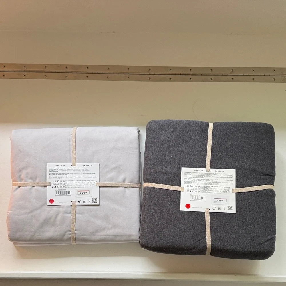 Zara Light Gray and Charcoal Duvet Cover Set